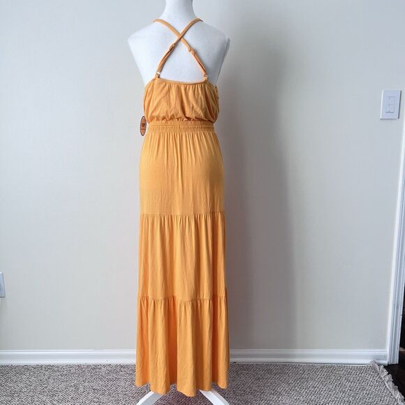 Soma Halter Maxi Bra Dress in Orange Soft Jersey Size XL NEW Vacation Nectarine - Picture 8 of 13